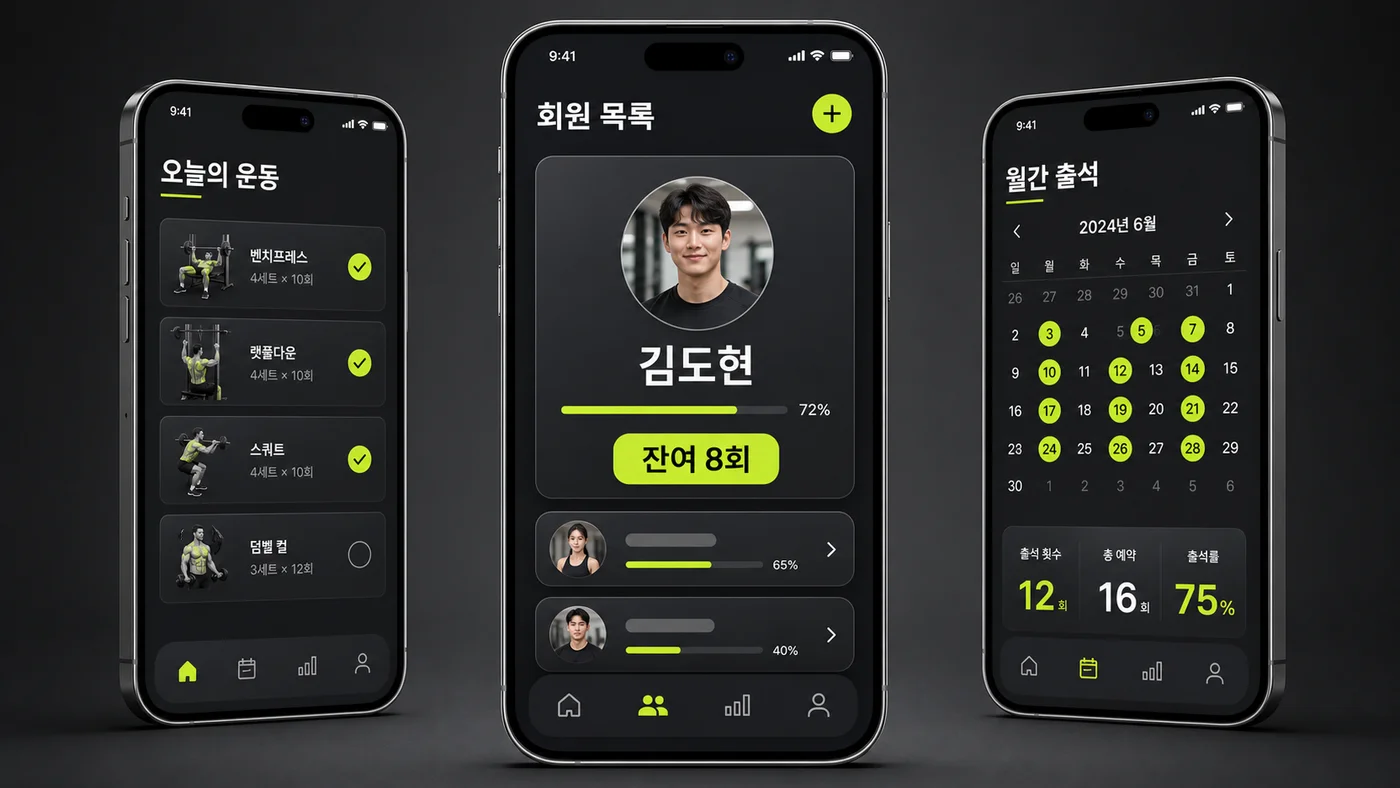 헬스장 PT 회원 관리 앱 실제 화면
