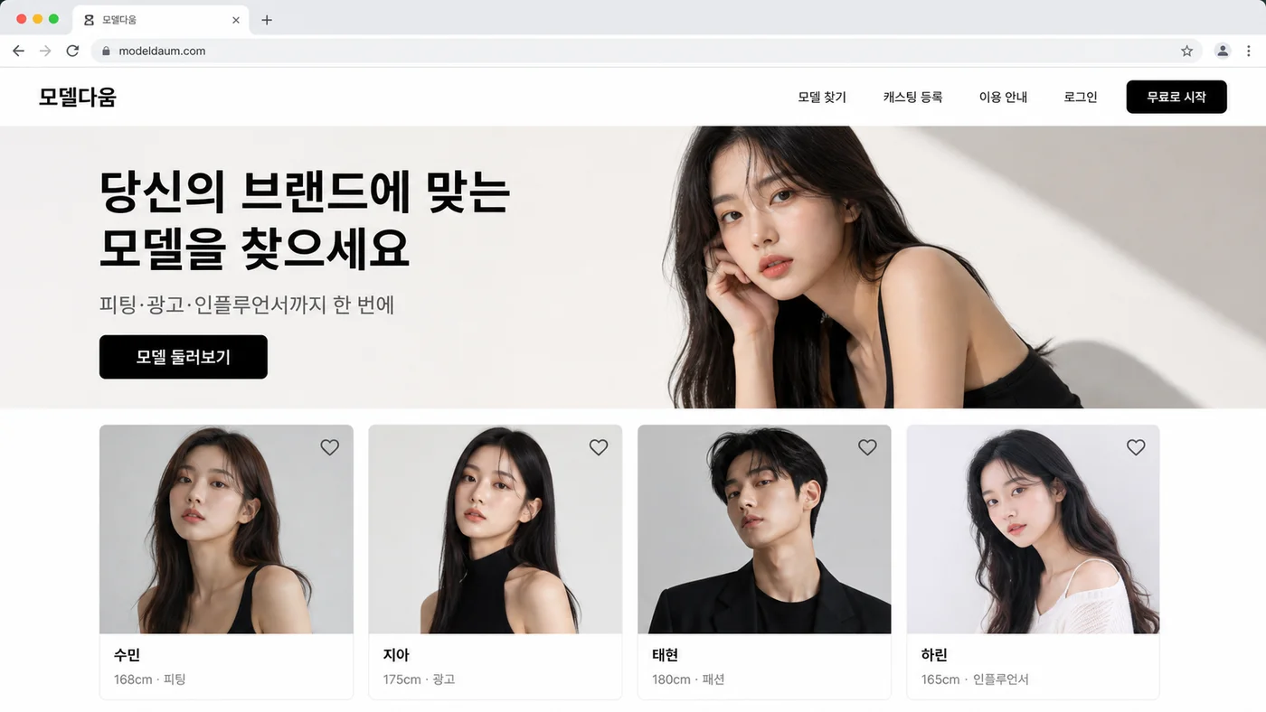 모델다움 실제 화면