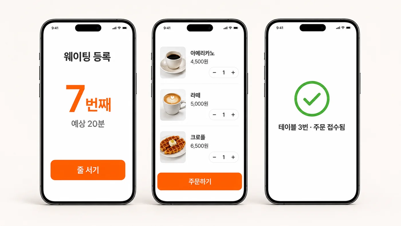 매장 웨이팅·테이블 오더 앱 실제 화면